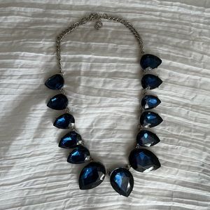 Silver Blue Rhinestone Necklace